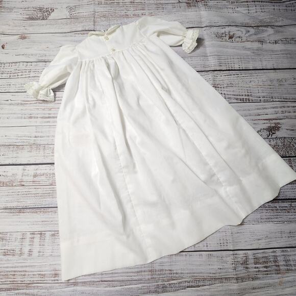 Vtg Polly Flinders White Infant Gown Christening Baptism Smocked Sz 3- 9 Months - Picture 7 of 9